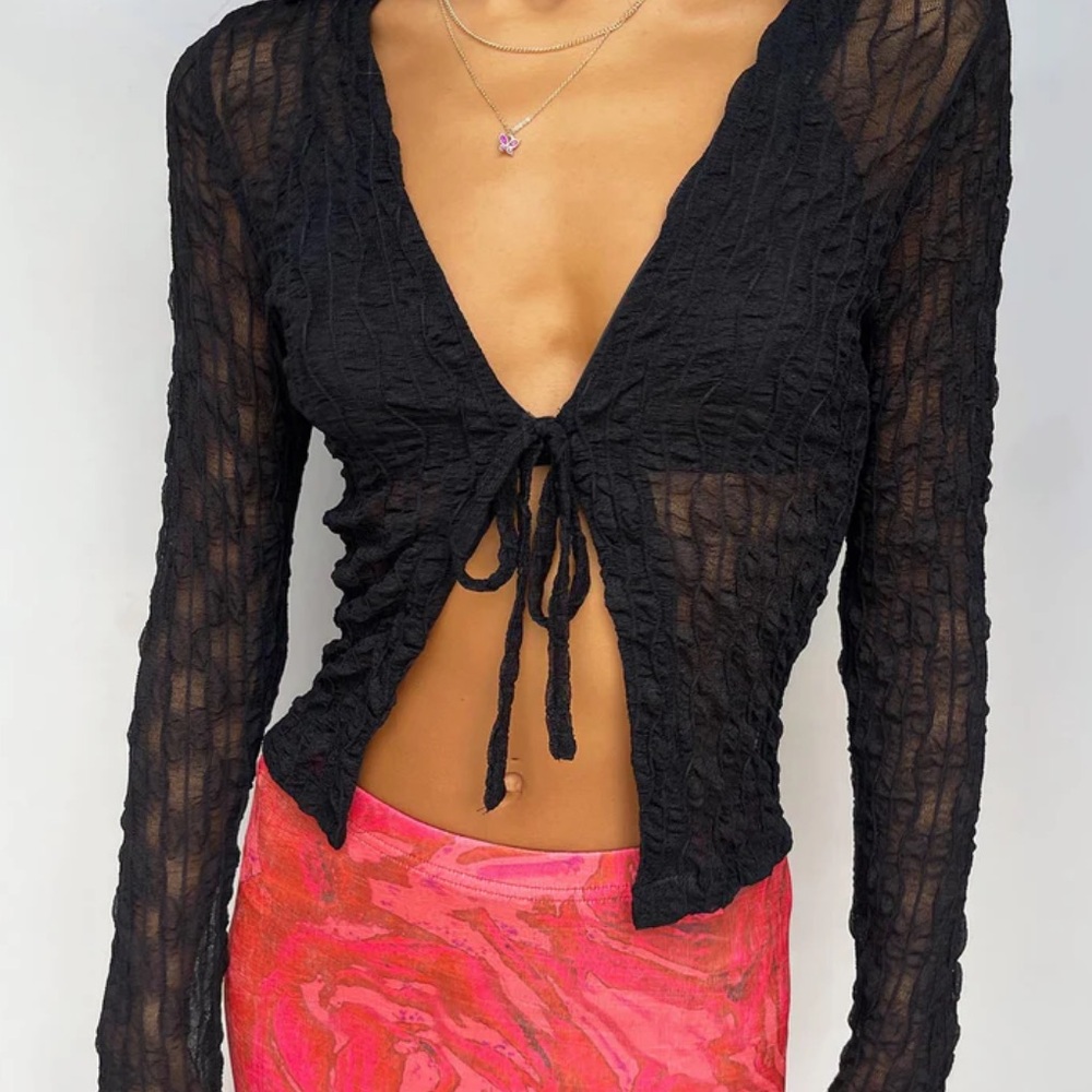 Princess Polly Black Sheer Blouse